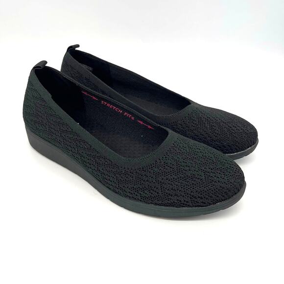 Skechers Cleo Spelbind Flex Black Wedge Textile Upper SN 158323 Women's Size 8.5 - Picture 1 of 9